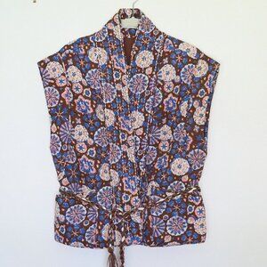 Llani x Free People Quilted Vest with waist tie, size medium
